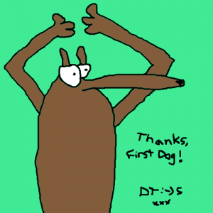 A Twitter avatar for First Dog On The Moon by Dave The Happy Singer